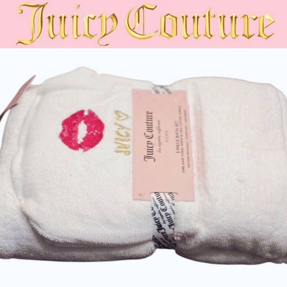 Juicy Couture Home Lips Logo Print 3-PC Bath Set